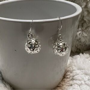 ***Donated***𝅺SILVER tone 3D ball dangling earrings 1.25”